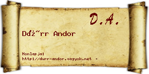 Dürr Andor névjegykártya